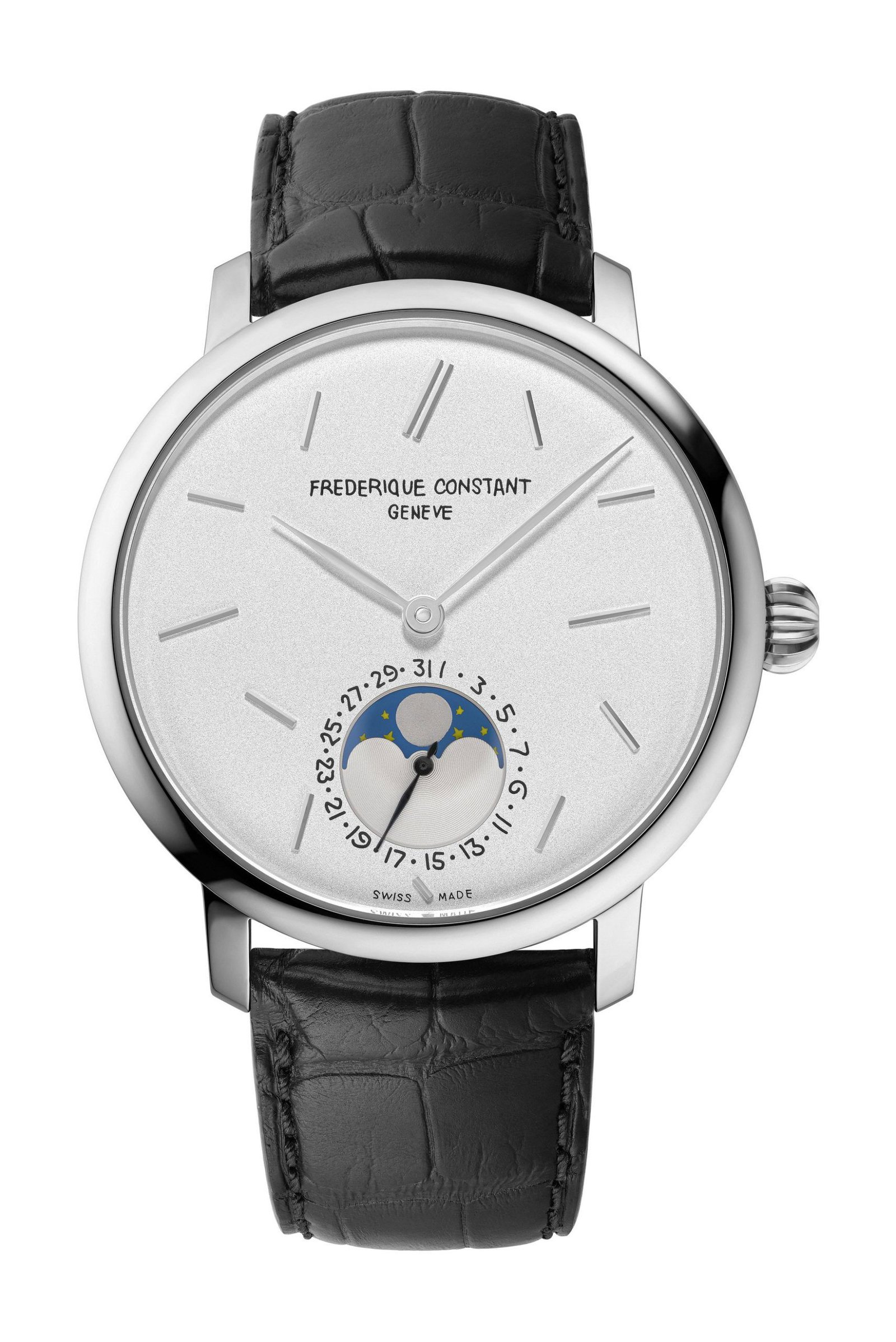 Frederique Constant Slimline Moonpase Date Manufacture Seconde/Seconde Silver, White
