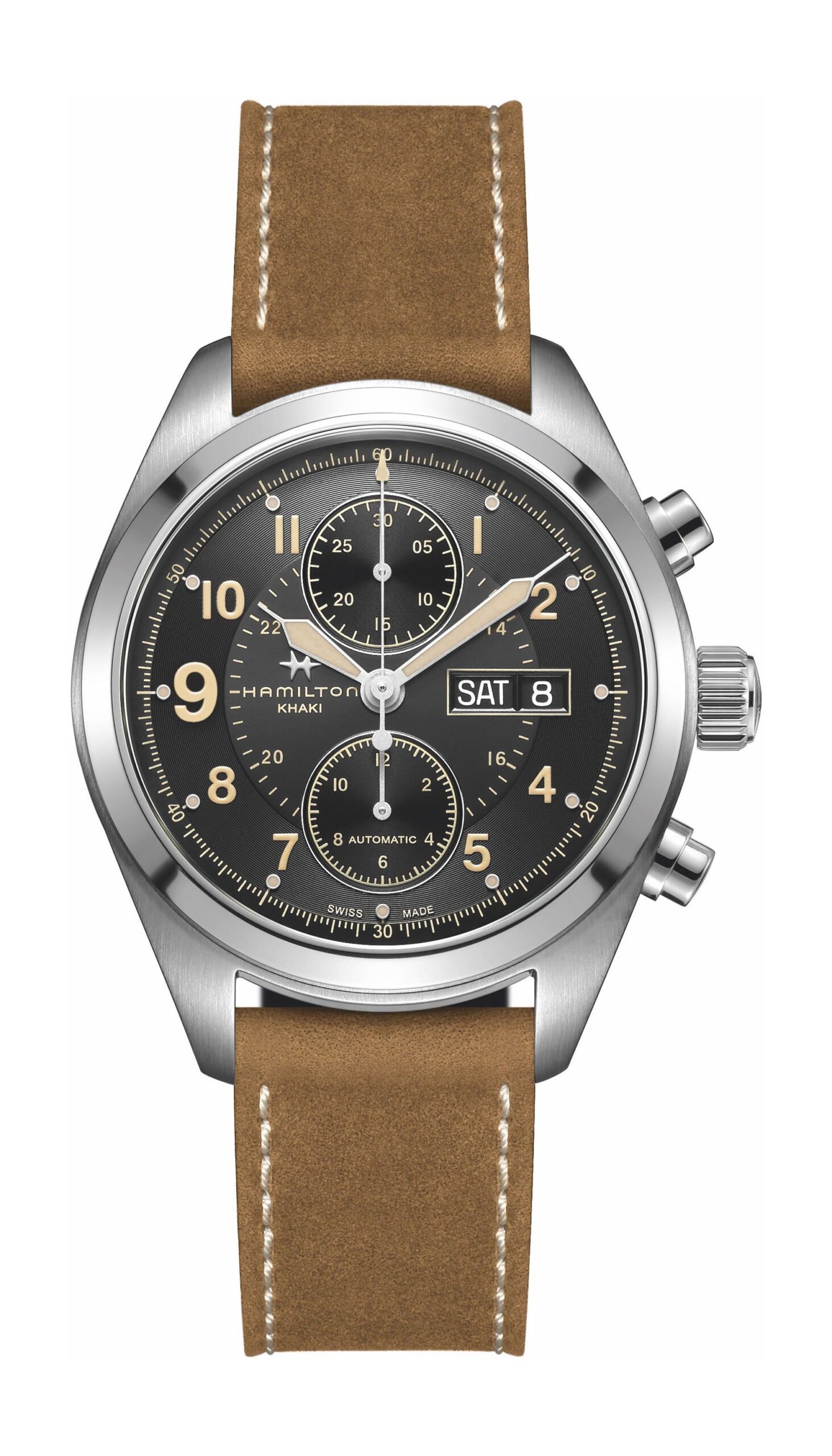 Hamilton Khaki Field Auto Chrono 42Mm Noir Pvd Noir Black