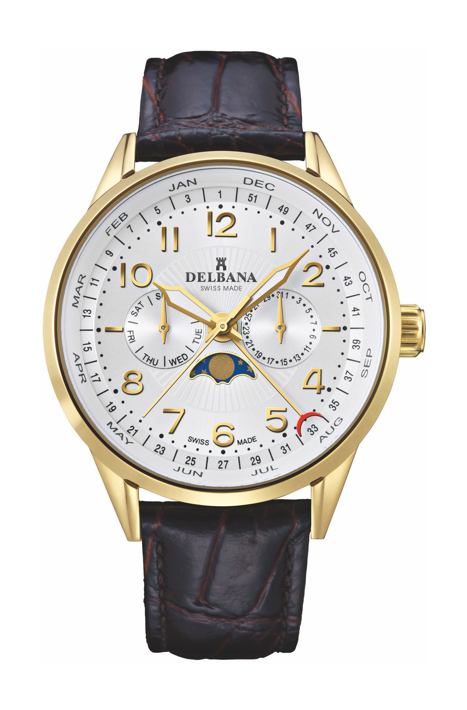 Delbana Retro Moonphase Silver