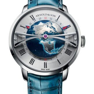 Arnold & Son Globetrotter Steel Opaline Artistic Dial, Blue