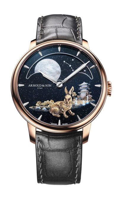 Arnold & Son Perpetual Moon 41.5 Red Gold “Year Of The Rabbit” Artistic Dial, Black