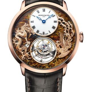 Arnold & Son Ultrathin Tourbillon Dragon & Phoenix Bronzite Artistic Dial, Brown, Gold, White
