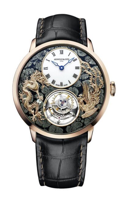 Arnold & Son Ultrathin Tourbillon Red Gold Dragon & Phoenix Marcassite Artistic Dial