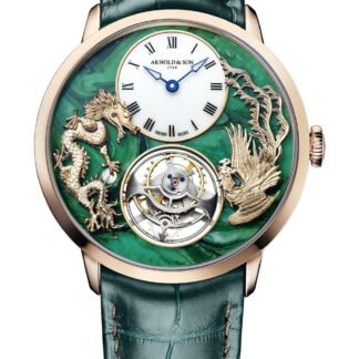 Arnold & Son Ultrathin Tourbillon Red Gold Dragon & Phoenix Verdite Artistic Dial, Green, White