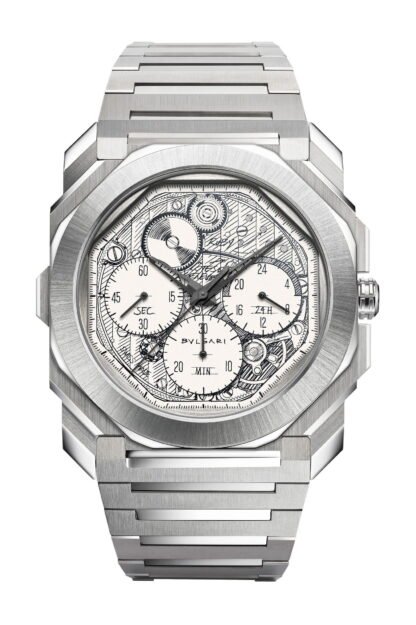 Bvlgari Octo Finissimo Chronograph Gmt Bvl 318 Sketch Artistic Dial, Silver