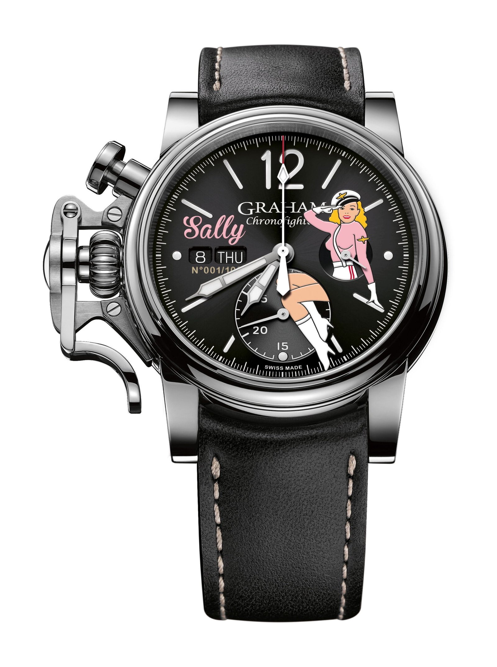 Graham Chronofighter Vintage Nose Art Ltd Artistic Dial, Black