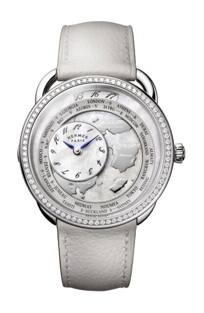 Hermès Arceau Le Temps Voyageur Artistic Dial, White