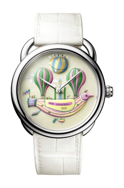 Hermès Arceau Les Folies Du Ciel Artistic Dial, Green, Pink
