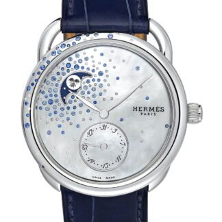 Hermès Arceau Petite Lune Jeté De Diamants Et Saphirs White