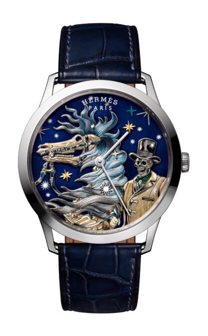 Hermès Slim D’ C’Est La Fête Artistic Dial, Blue