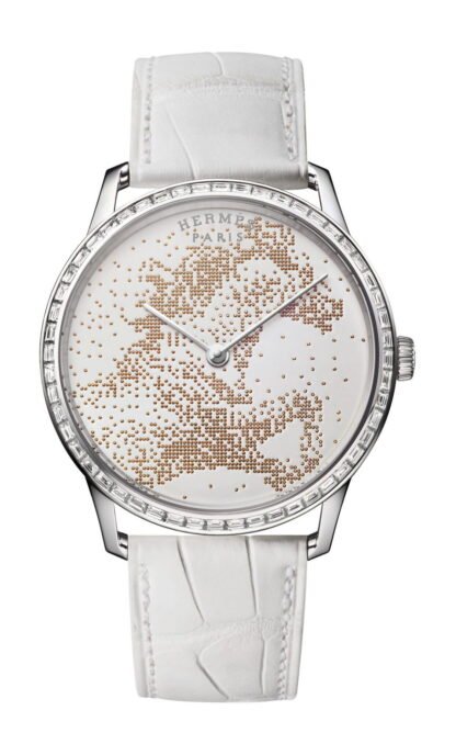 Hermès Slim D’Hermés Cheval De Légende Artistic Dial, Gold, White