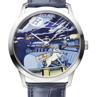 Hermès Slim D’ Minuit Au Faubourg Artistic Dial, Blue