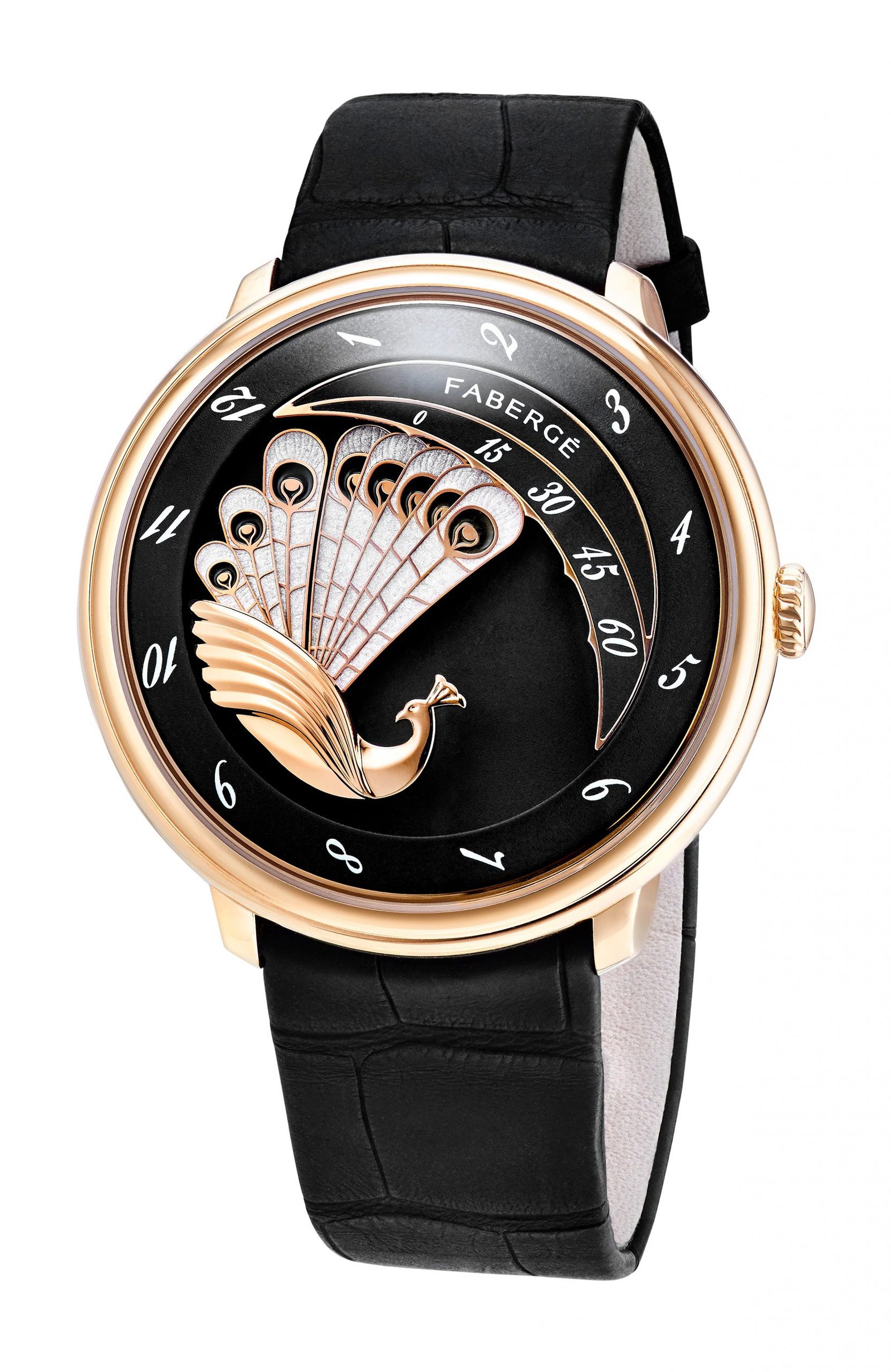 Fabergé Lady Compliquée Peacock Rose Gold Black Artistic Dial, Black