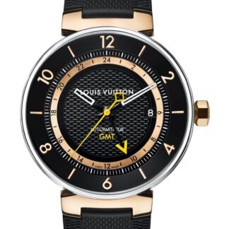 Louis Vuitton Tambour Moon Gmt Black, Or Rose Et Acier Black