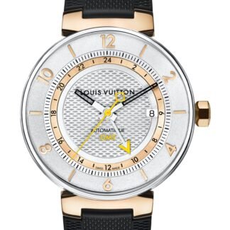 Louis Vuitton Tambour Moon Gmt Silver, Acier Et Or Rose Silver